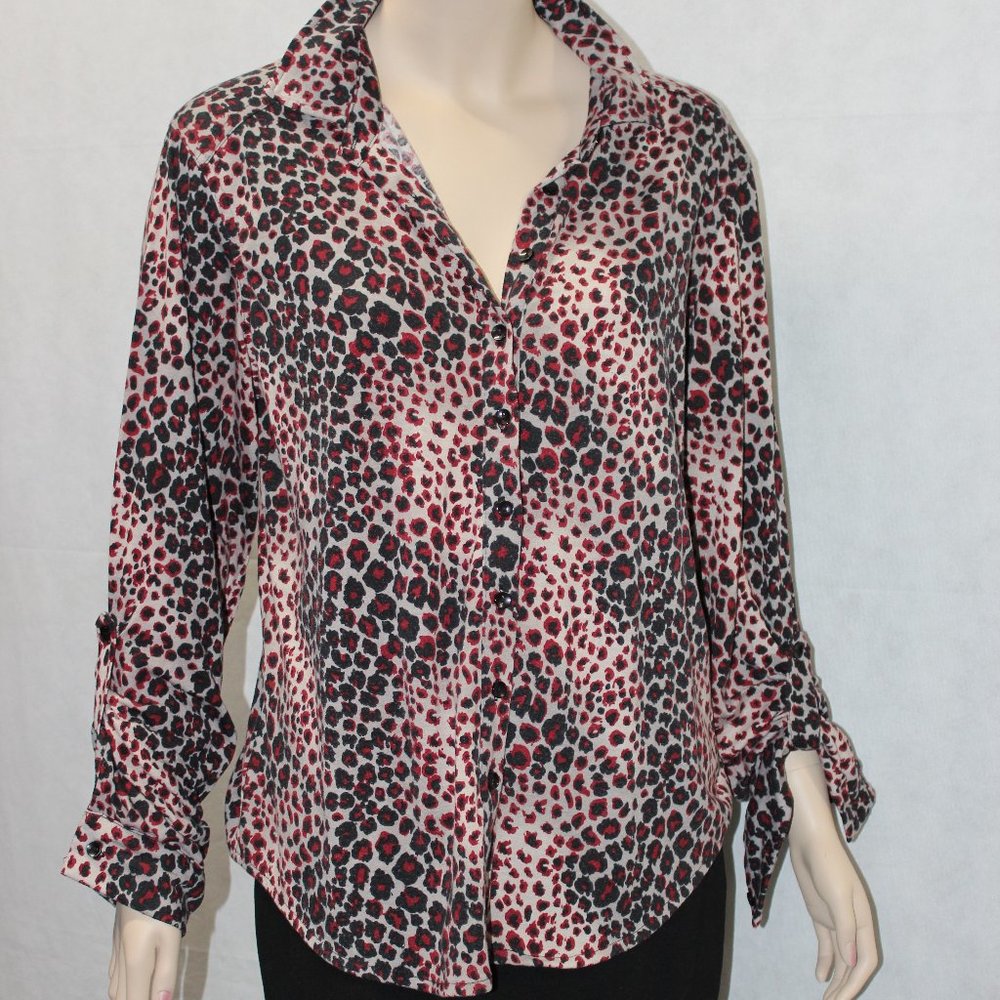 Love Potion Black & Burgundy Cheetah Print Button Down Shirt